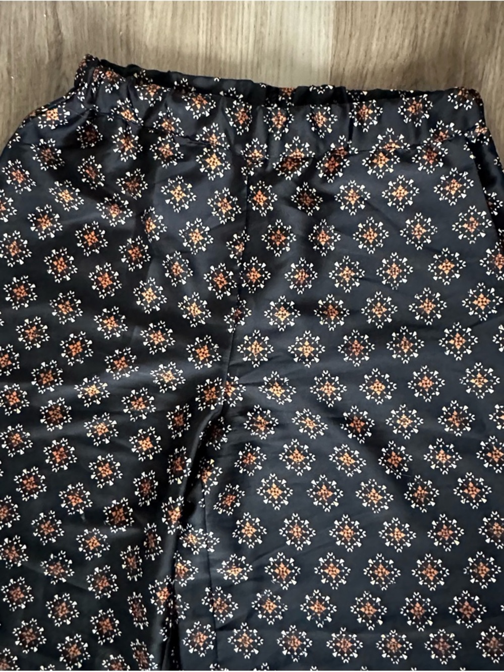Mango Black Patterned Elastic Waist Pants